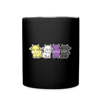 Non-binary flag cow design for proud Enbys - Full Colour Mug - black - Front