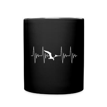 pterosaur pteranodon heartbeat ecg dinosaur - Full Colour Mug - black - Front