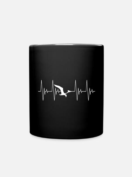 pterosaur pteranodon heartbeat ecg dinosaur - Full Colour Mug - black