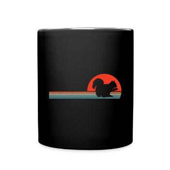 Retro Squirrel Sunset Forest Animal Rodent Vintage - Full Colour Mug - black - Front