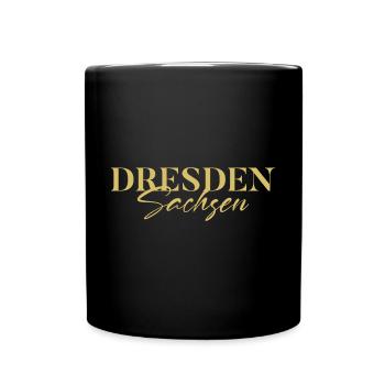 Dresden Sachsen: Goldene Eleganz & Stolz - Tasse einfarbig - Schwarz - Vorne