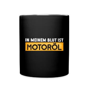 In meinem Blut Motoröl lustige Auto Mechaniker KFZ - Tasse einfarbig - Schwarz - Vorne