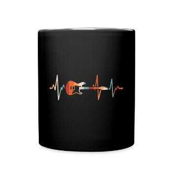 Herzschlag E-Gitarre - Tasse einfarbig - Schwarz - Vorne