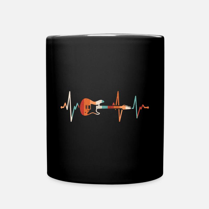 Herzschlag E-Gitarre - Tasse einfarbig - Schwarz
