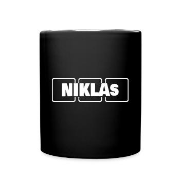 Name Niklas - Tasse einfarbig - Schwarz - Vorne