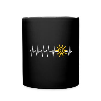 Kardiogramm und Sonne - Sonne im Herzen - Tasse einfarbig - Schwarz - Vorne