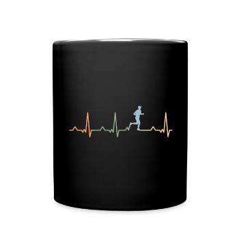 Marathon Joggen Laufen Herzschlag heart male - Tasse einfarbig - Schwarz - Vorne