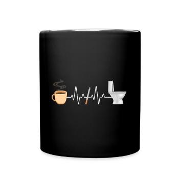 Kaffee Zigarette Toilette Witzig Raucher - Tasse einfarbig - Schwarz - Vorne