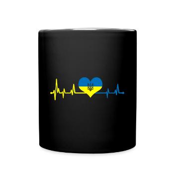 Heartbeat Ukraine Flag I Stand With Ukraine - Tasse einfarbig - Schwarz - Vorne