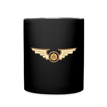 Aviation Symbol Luftwaffenschwinge Flugzeug Pilot - Tasse einfarbig - Schwarz - Vorne