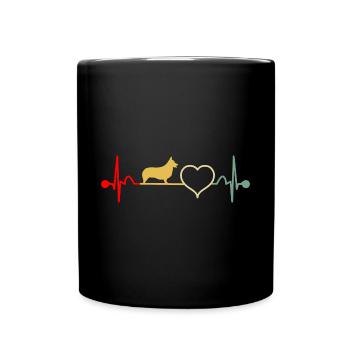 Welsh Welsh Corgi Heartbeat Retro Vintage - Full Colour Mug - black - Front