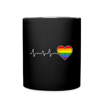 Regenbogen Herz LGBTQ Lesbisch Schwul Stolz - Tasse einfarbig - Schwarz - Vorne