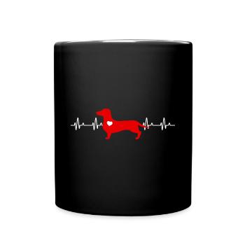 Dackel Herzschlag Lustig Hundehalter Liebhaber - Tasse einfarbig - Schwarz - Vorne