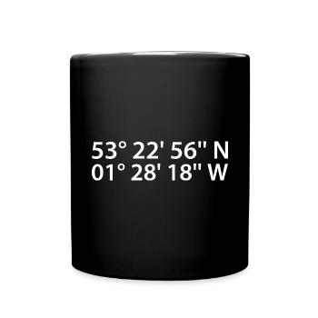 Sheffield Koordinaten - Tasse einfarbig - Schwarz - Vorne