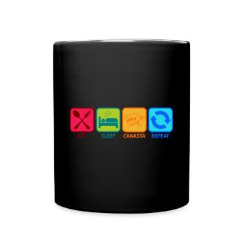 Canasta Spiel Kartenspiel spielen Eat Sleep - Tasse einfarbig - Schwarz - Vorne