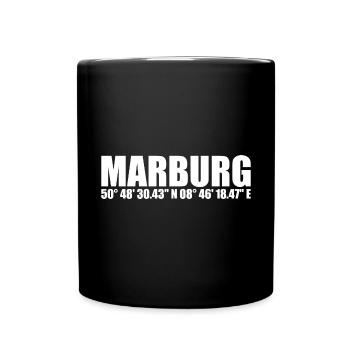 Marburg Koordinaten - Tasse einfarbig - Schwarz - Vorne