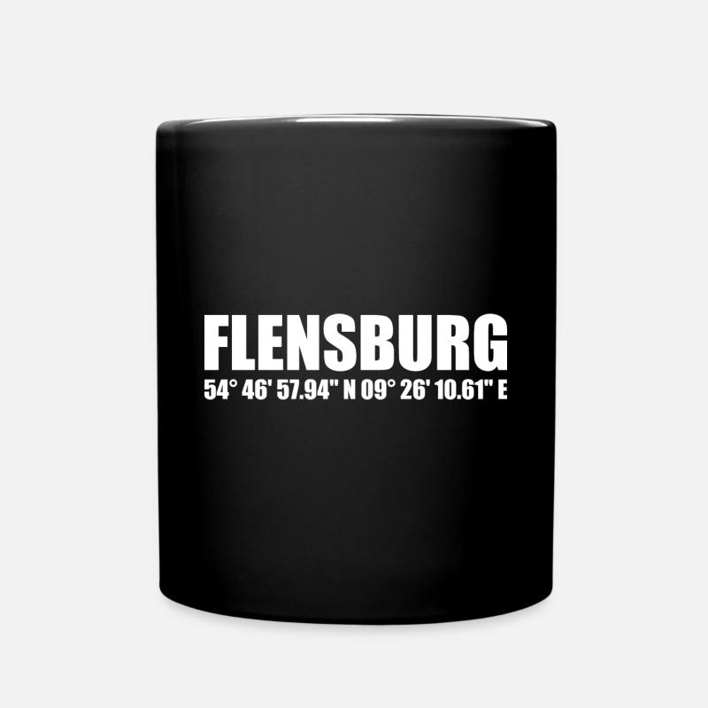 Flensburg Koordinaten - Tasse einfarbig - Schwarz