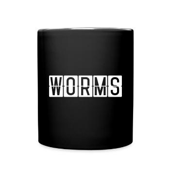 Worms Flughafentafel - Tasse einfarbig - Schwarz - Vorne