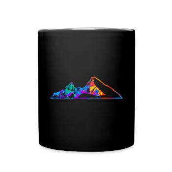 Mountain Mountains Silhouette Wanderer Mountaineer - Full Colour Mug - black - Front