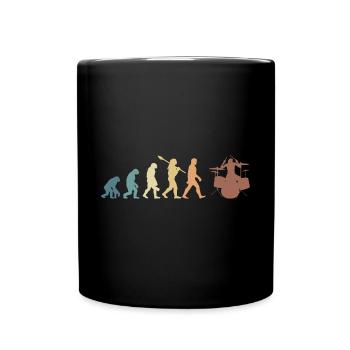 Evolution de l’homme Drums Band Retro Vintage Drummer - Mug uni - noir - Devant