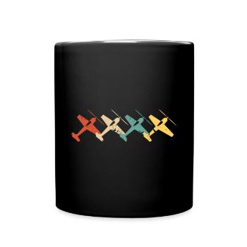 Modellflugzeug Retro Vintage RC Plane - Tasse einfarbig - Schwarz - Vorne