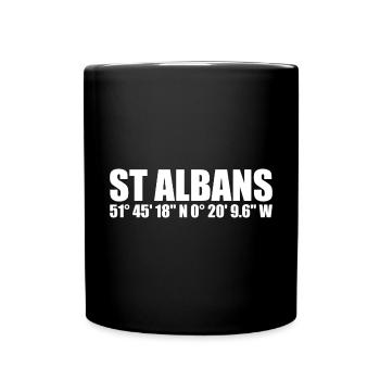 St Albans Koordinaten - Tasse einfarbig - Schwarz - Vorne