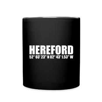 Hereford Koordinaten - Tasse einfarbig - Schwarz - Vorne