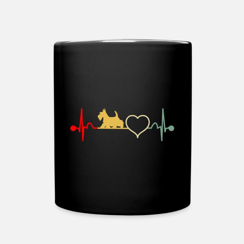 Scottish Terrier Herzschlag Vintage Geschenkidee - Tasse einfarbig - Schwarz