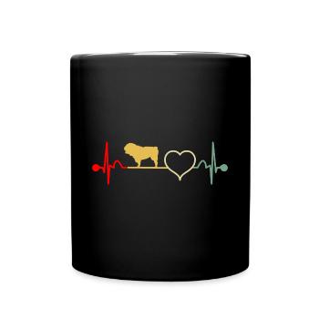 Old Olde English Bulldog Bulldog Heartbeat - Full Colour Mug - black - Front