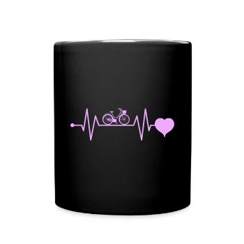 Bike heartbeat bike with motif girl pink - Full Colour Mug - black - Front