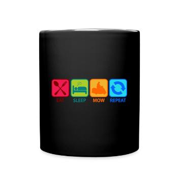 tondeuse à gazon manger dormir tondre la pelouse dictons dire - Mug uni - noir - Devant