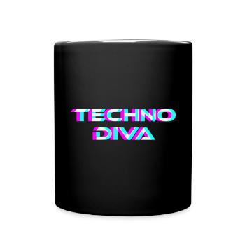 Techno Diva Rave Festival Electro Musik Raver - Tasse einfarbig - Schwarz - Vorne