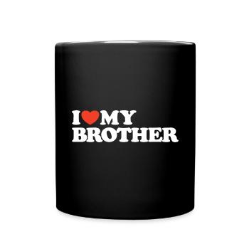 J’aime mon frère T-shirt cœur - Mug uni - noir - Devant