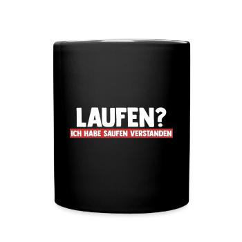 Bier Saufen Läufer Joggen Laufen - Tasse einfarbig - Schwarz - Vorne