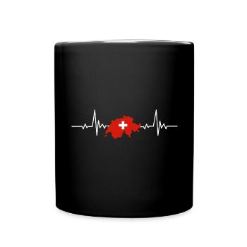 Switzerland Map Heartbeat Schweiz Herzschlag Karte - Full Colour Mug - black - Front