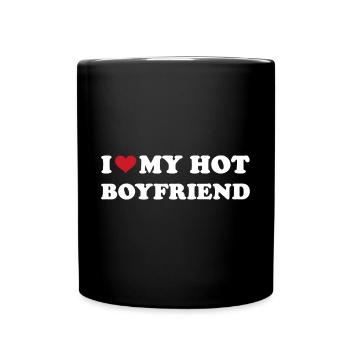 Je coeur mon petit ami chaud - Mug uni - noir - Devant