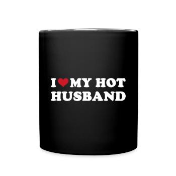 Je coeur mon mari chaud - Mug uni - noir - Devant