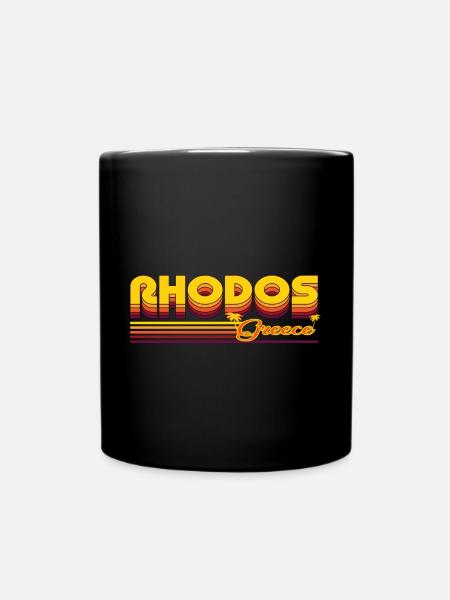 Rhodos: Mediterranes Retro-Design - Tasse einfarbig - Schwarz