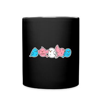 Trans Flag Bird Design for Trans People - Full Colour Mug - black - Front