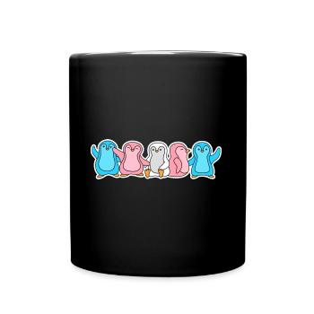 Trans flag penguin design for trans people - Full Colour Mug - black - Front