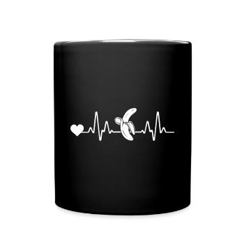 Herzschlag Puls Banane - Tasse einfarbig - Schwarz - Vorne