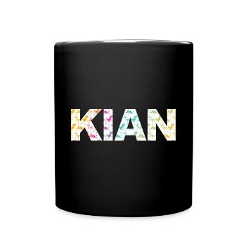 KIAN - Schöner Jungen Name mit Dinosaurier - Tasse einfarbig - Schwarz - Vorne