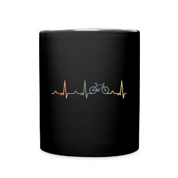 Bike fixie heartbeat heart beat bicycle racing bike - Full Colour Mug - black - Front