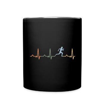 Marathon Joggen Laufen Herzschlag heart female - Tasse einfarbig - Schwarz - Vorne