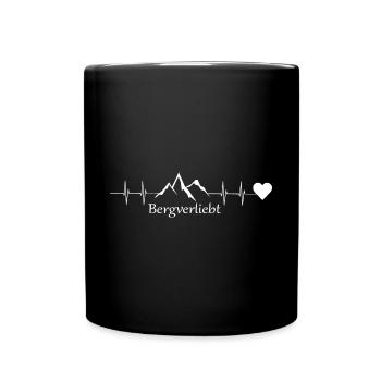 Herzschlag Bergverliebt - Tasse einfarbig - Schwarz - Vorne