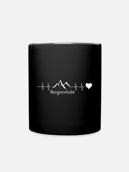 Herzschlag Bergverliebt - Tasse einfarbig - Schwarz