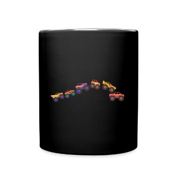 Coole Monster Trucks Stunts Jungen Mädchen - Tasse einfarbig - Schwarz - Vorne