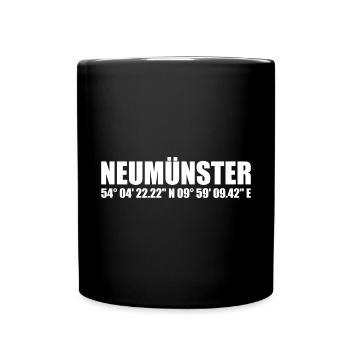 Neumünster Koordinaten - Tasse einfarbig - Schwarz - Vorne