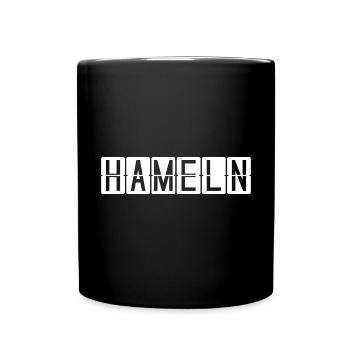Hameln Flughafentafel - Tasse einfarbig - Schwarz - Vorne