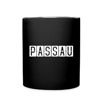 Passau Flughafentafel - Tasse einfarbig - Schwarz - Vorne